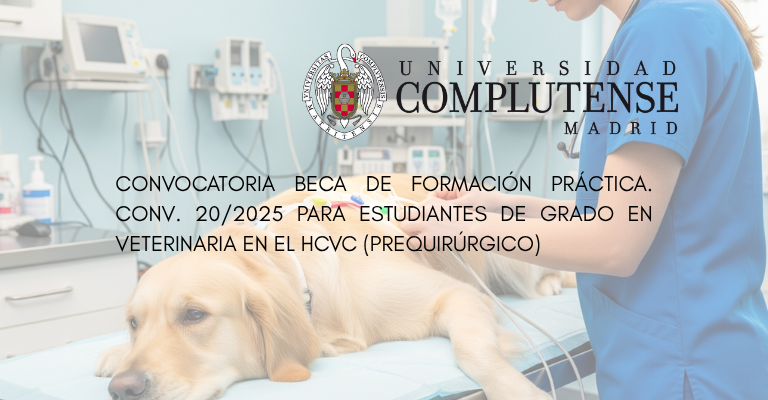 Conv. 20/2025 para estudiantes de grado en Veterinaria en el HCVC (Prequirúrgico)